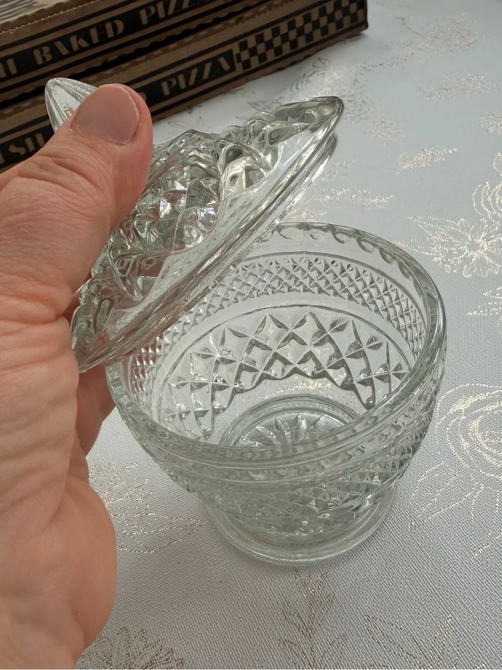 Vintage Wexford by Anchor Hocking Clear Glass Lidded Sugar Bowl Candy Dish Jar